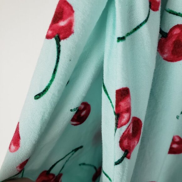 Torrid Retro Chic Midi Challis Pull On Skirt Aqua Cherry Print App. 2X SEE DESC - Picture 7 of 12